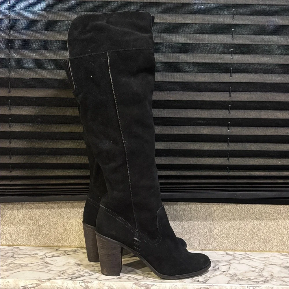 Dolce‎ Vita Ohanna Black Suede Over the Knee Round Toe Block Heel Boot WN 11